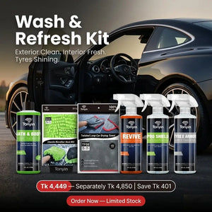 Rocket Science Alliance Wash & Refresh Kit includes snow foam, interior detailer, and tyre shine for complete car cleaning and detailing.