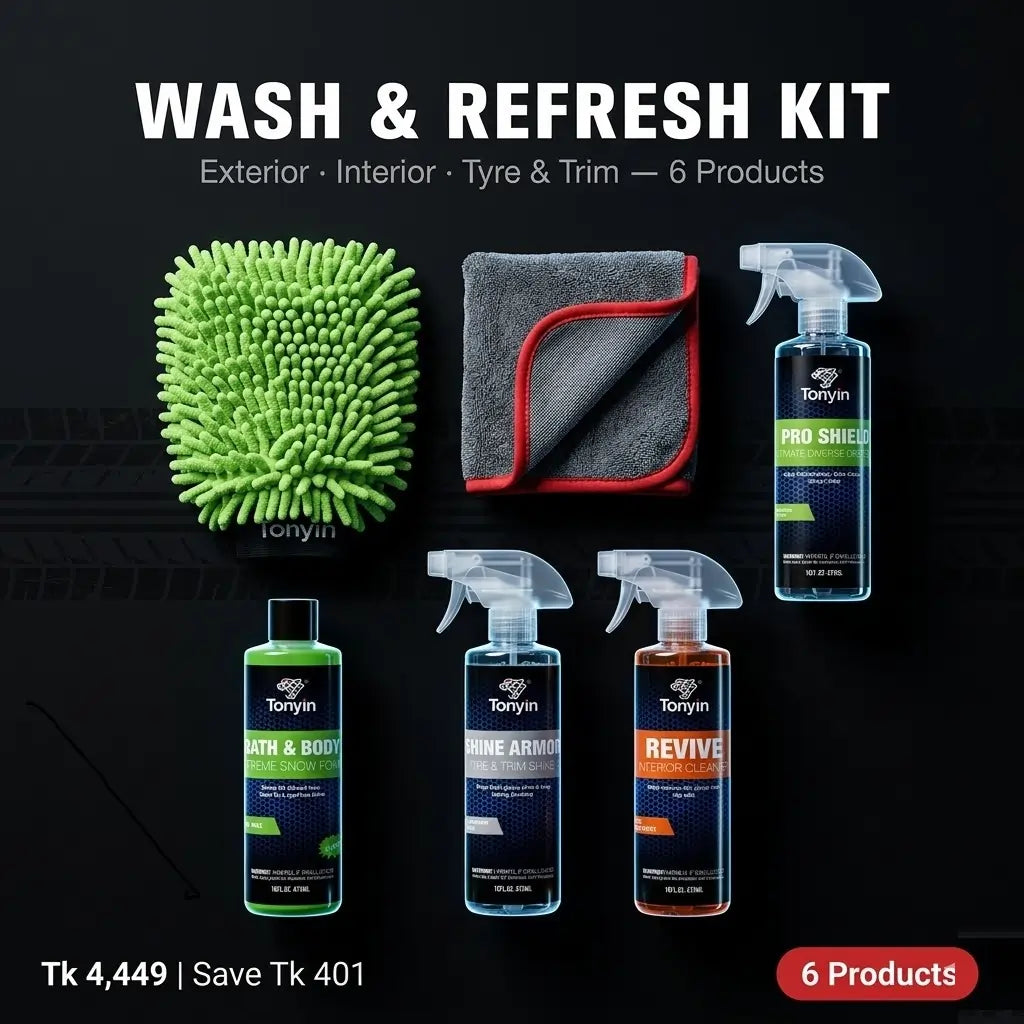 Rocket Science Alliance Wash & Refresh Kit includes snow foam, interior detailer, and tyre shine for complete car care.