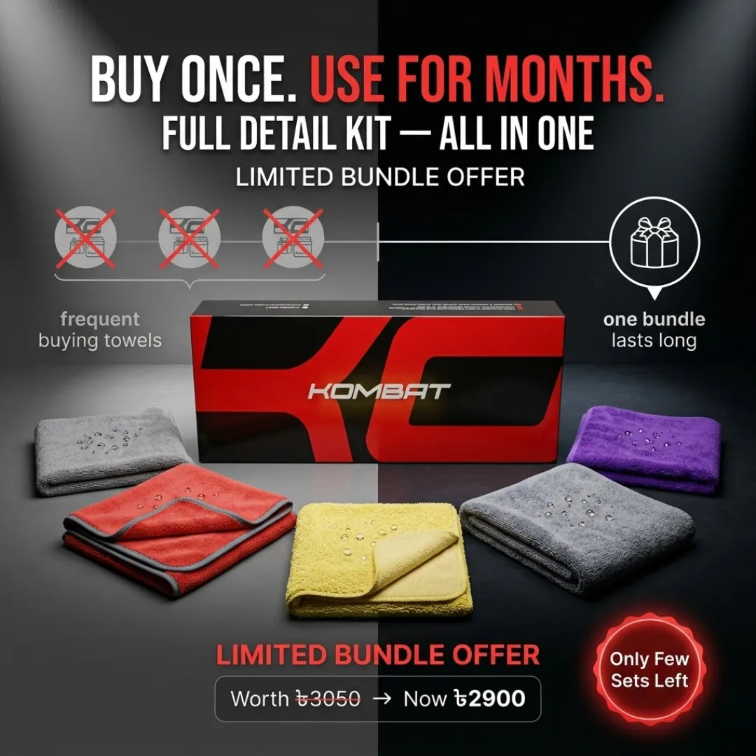Rocket Science Alliance KOMBAT microfiber towel kit with multiple soft, absorbent towels for detailing and cleaning purposes.